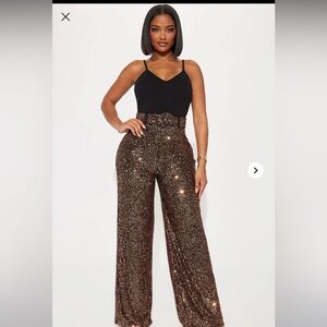 Fashion Nova Sequin Jumpsuit with Wide Leg Pants